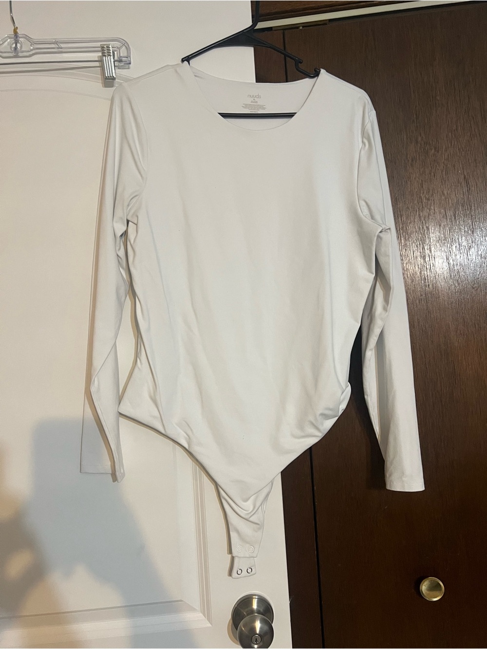 nuuds White Long-Sleeve Crew Neck Bodysuit